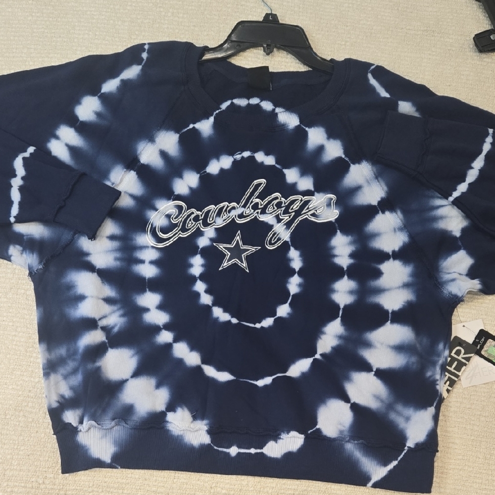 Navy Blue Tie-Dye Cowboys Shirt